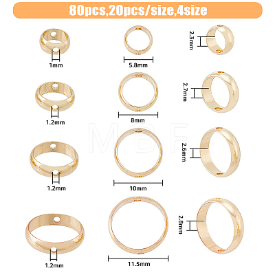 80Pcs 4 Styles Brass Bead Frame KK-HY0001-65-1