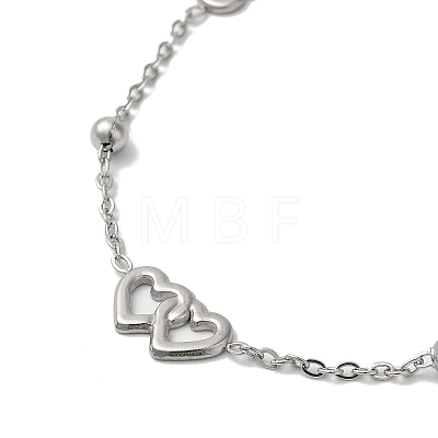 Titanium Steel Double Heart Link Chain Necklaces for Women NJEW-G145-03P-1