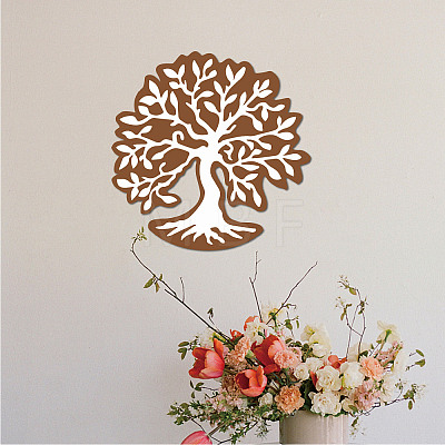 Creative Natural Wooden Wall Hanging Decoration AJEW-WH0331-009-1
