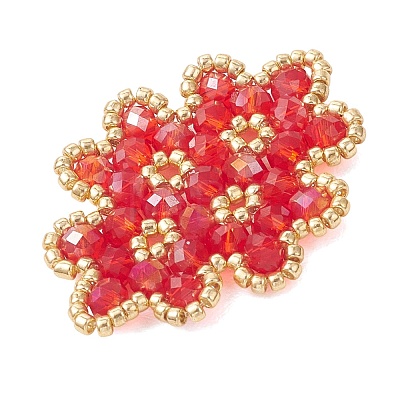 Woven Glass Beaded Connector Charms PALLOY-MZ01201-1