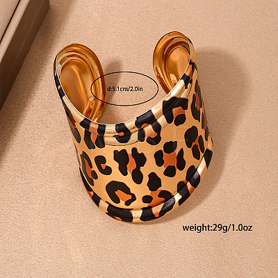 Leopard Print Pattern Alloy Cuff Bangles & Cuff Rings Sets WGB08C8-02-1