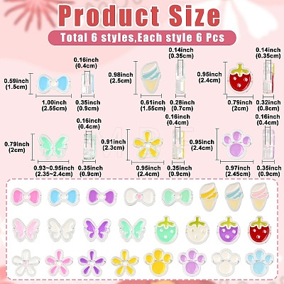 36Pcs 6 Styles Transparent Acrylic Beads ACRC-YW0001-04-1