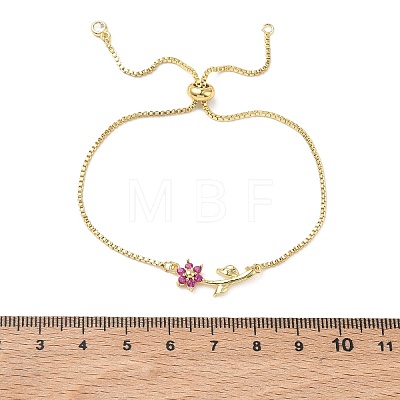 Adjustable Brass Micro Pave Clear Cubic Zirconia Box Chain Slider Bracelets BJEW-C156-09G-04-1