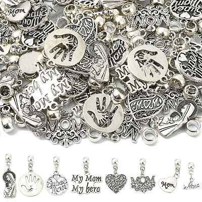 80Pcs 8 Style Alloy European Dangle Charms PALLOY-CJ00192-1