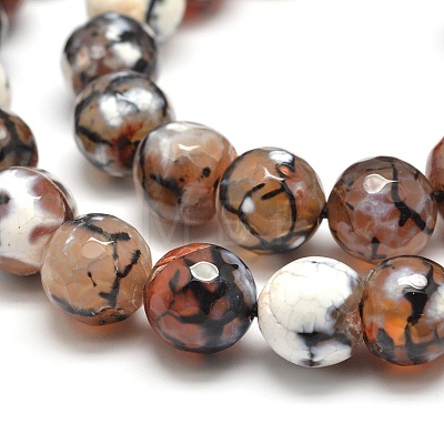 Dyed Natural Agate Faceted Round Beads Strands G-E268-33-1