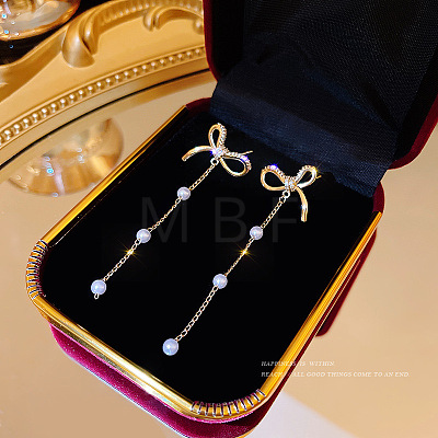 Imitation Pearl Tassel Dangle Earrings DX8372-1-1