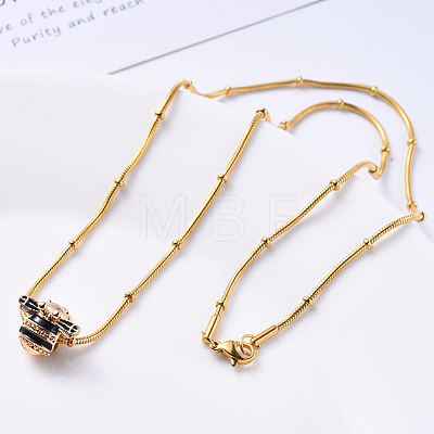 Vacuum Plating 304 Stainless Steel Round Snake Chain Necklace NJEW-S420-009A-G-1