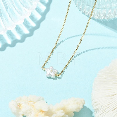 Natural Baroque Keshi Pearl Pendant 304 Stainless Steel Cable Chain Necklaces for Women NJEW-JN06225-1