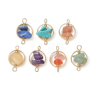 7Pcs 7 Styles Chakra Natural & Synthetic Mixed Gemstone Chip Beaded Links PALLOY-TA00407-01-1