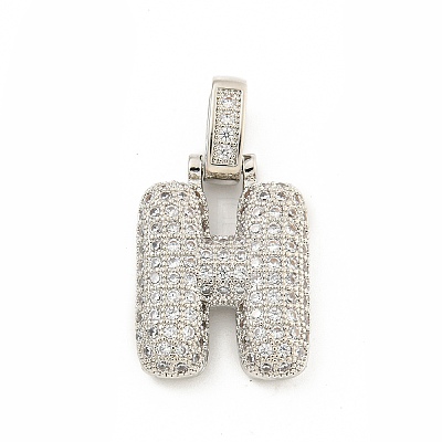 Brass Micro Pave Clear Cubic Zirconia Pendants KK-B099-01P-H-1