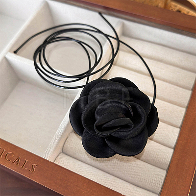 1Pc Gothic Polyester Rose Flower Collar Choker Necklaces for Women Bride Wedding Party NJEW-CN0001-22-1
