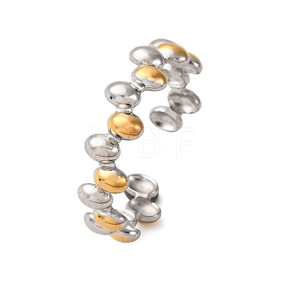 304 Stainless Steel Double Color Cuff Rings RJEW-S635-01GP-S-1