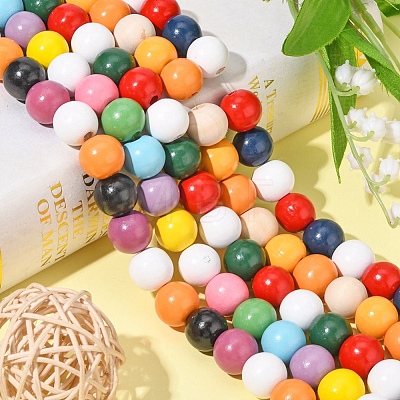 5 Strands 5 styles Halloween Spray Painted Natural Wood Beads Strands WOOD-YW0001-04-1