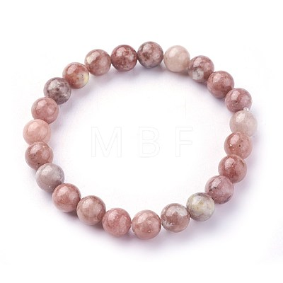 Natural Plum Blossom Jade Beads Stretch Bracelets X-BJEW-F380-01-B08-1