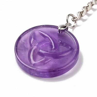 Natural Amethyst Trinity Knot Pendant Keychain KEYC-E038-02P-01-1