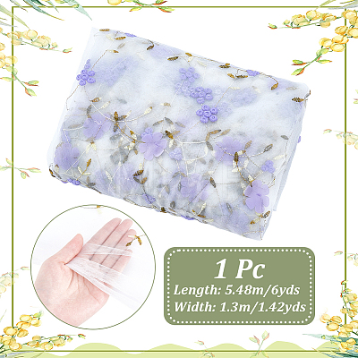 6 Yards Flower Pattern Milk Fiber Mesh Fabric DIY-NB0014-82C-1