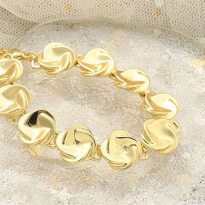 Brass Flat Round Links Bracelets for Women KK-B124-11G-1