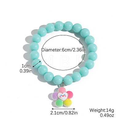 Resin Charm Round Acrylic Beaded Stretch Bracelets for Kid WG37424-04-1