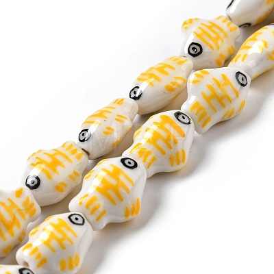 Handmade Printed Porcelain Beads PORC-F005-03B-1
