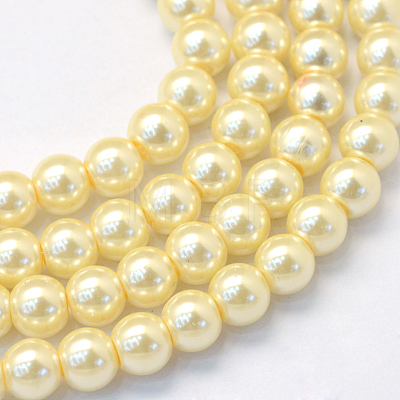 Baking Painted Pearlized Glass Pearl Round Bead Strands HY-Q330-8mm-21-1