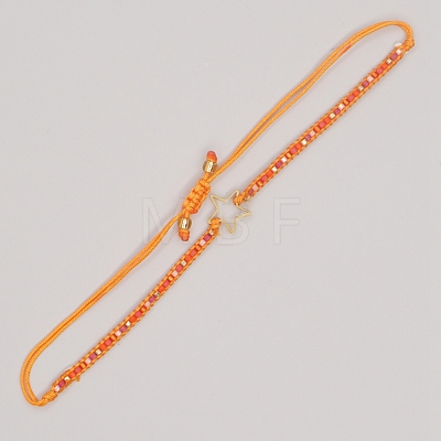 Miyuki Seed Braided Bead Bracelet with Open Star BJEW-P269-31F-1