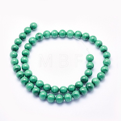 Natural Malachite Beads Strands G-O166-07A-8mm-1