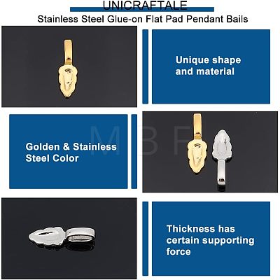 Unicraftale 8Pcs 2 Style 304 Stainless Steel Glue-on Flat Pad Pendant Bails STAS-UN0039-95-1