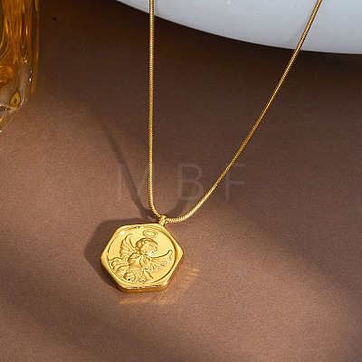 304 Stainless Steel Angel Coin Pendant Necklaces for Women WGF9395-02-1