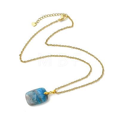Natural Apatite Rectangle Pendant 304 Stainless Steel Cable Chain Necklaces NJEW-JN06210-02-1