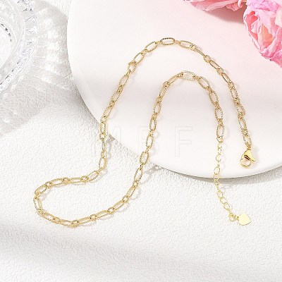 4MM Brass Textured Figaro Chain Necklaces for Women NJEW-JN06140-1