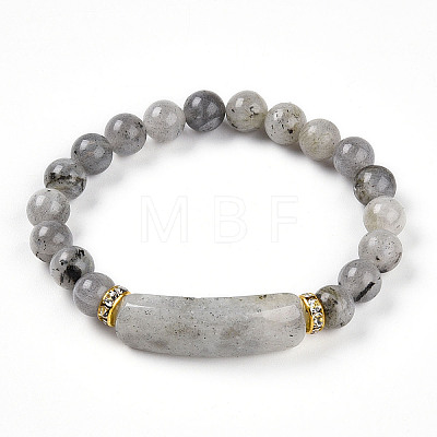 Natural Labradorite Beads Stretch Bracelets BJEW-T022-04E-1