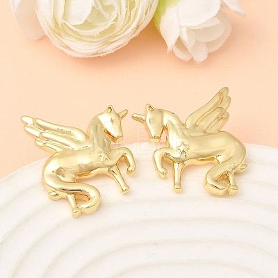Horse Brass Stud Earrings EJEW-D352-03G-01-1