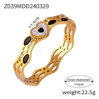 304 Stainless Steel Pave Cubic Zirconia Bangles FS-WG9DD70-07-1