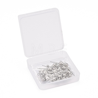 Non-Tarnish 40Pcs 4 Styles 202 Stainless Steel Ball Stud Earring Findings STAS-LS0001-13P-1