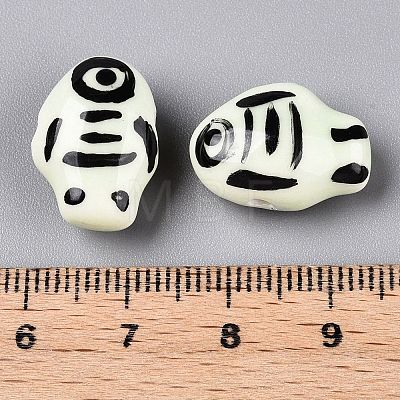 Handmade Printed Porcelain Beads Strand PORC-T133-02F-1