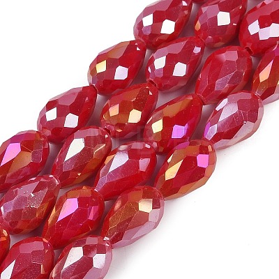 Opaque Solid Color Electroplate Glass Beads Strands EGLA-N013-P10mm-B07-1