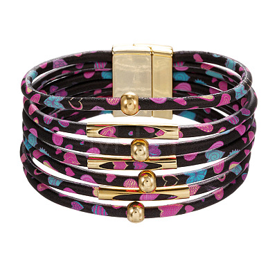 Imitation PU Leather Cord Multi-strand Bracelets for Women Girl WG4D46A-04-1