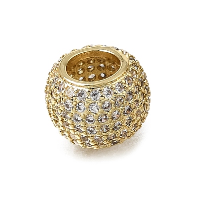 Brass Micro Pave Cubic Zirconia European Large Hole Beads KK-C262-17G-01-1
