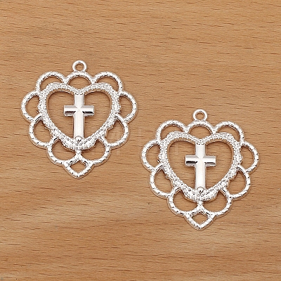 Hollow Heart Cross Alloy  Pendants PW-WGAFC42-01-1