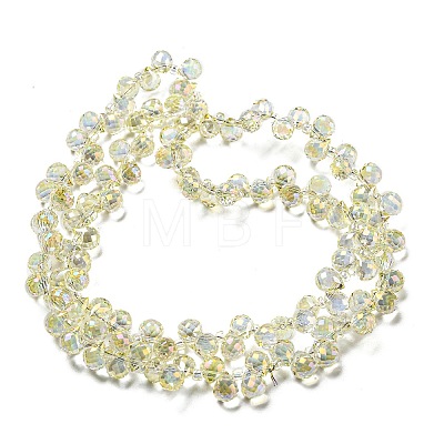 Full Rainbow Plated Electroplate Transparent Glass Beads Strands EGLA-M030-01A-FR01-1
