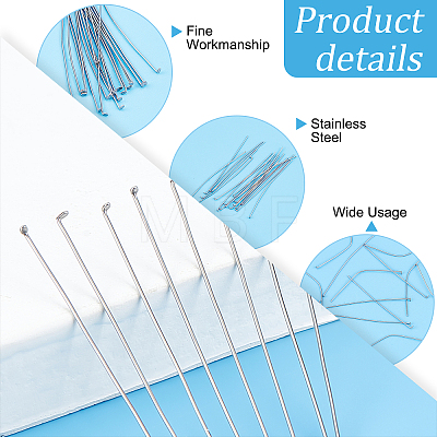 304 Stainless Steel Jewelry Finding Craft Head pins Flat Head Head pins STAS-PH0003-14D-1