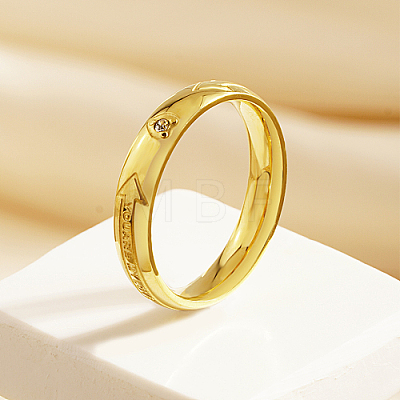 Arrow Pattern Stainless Steel Finger Ring for Women HA9923-4-1