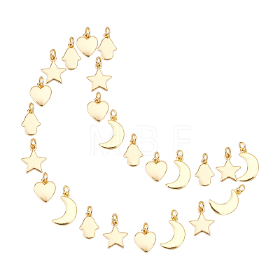 24Pcs 4 Style Brass Pendants KK-SC0002-04-1