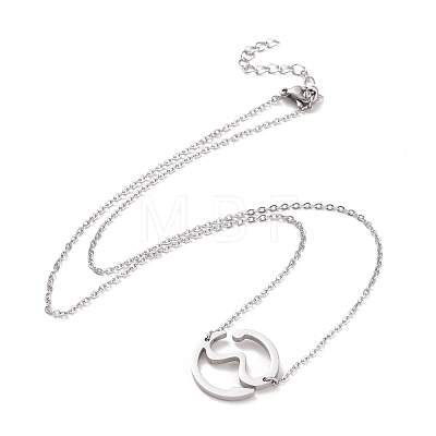 304 Stainless Steel Wave Pendant Necklace for Women NJEW-G019-02-1