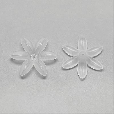 6-Petal Transparent Acrylic Bead Caps FACR-S018-SB518-1