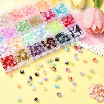 528Pcs 24 Style Mixed Style Glass Beads DGLA-YW0001-20-1