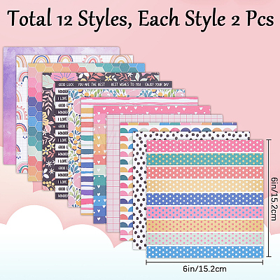 24Pcs 12 Styles Scrapbook Paper Pads DIY-WH0028-47B-1