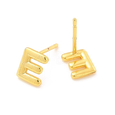 Brass Hollow Out Initial Letter Stud Earrings for Women EJEW-A044-01G-E-1