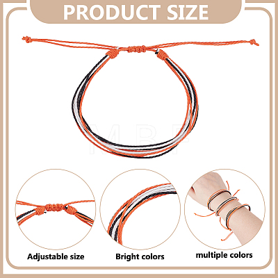Waxed Cord Multi-strand Braided Bracelets for Women Men BJEW-WH0031-027-1