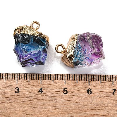 Gradient Color Resin Imitation Gemstone Resin Irregular Pendants RESI-U001-02C-1